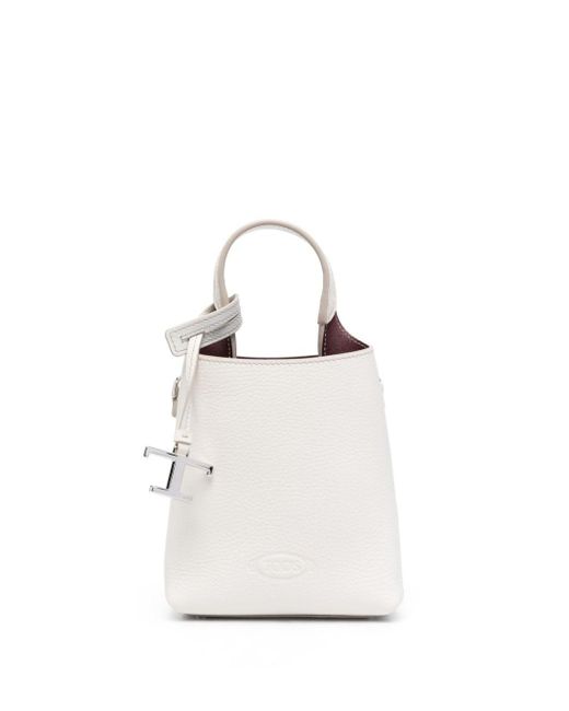 Tod's White Debossed-Logo Leather Mini Bag