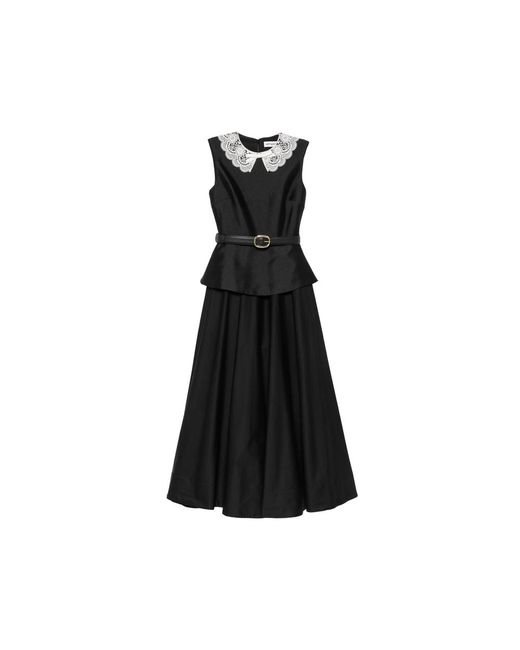 Self-Portrait Black Dress With Lace-Embroidered Collar