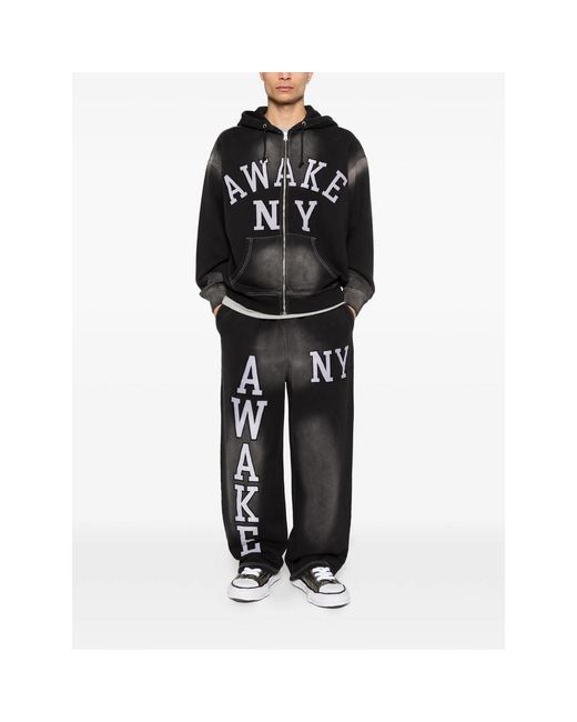 Awake Couture Black Letter Appliqués Trousers for men