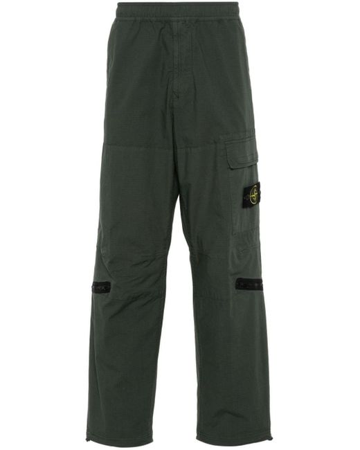 Stone Island Green Compass-Motif Cargo Pants for men