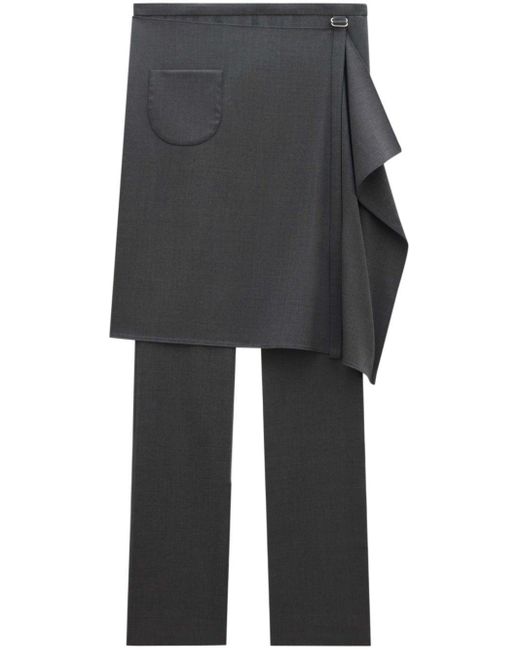 Courreges Black Tailored Wool-Blend Overskirt Trousers