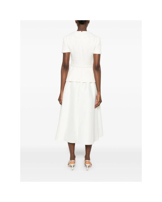 Self-Portrait White Dress Bouclé-Knit Cream