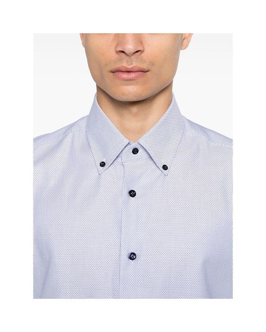 Mazzarelli Blue Cotton Shirts for men
