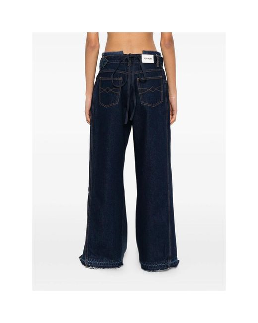Facon Jacmin Blue Layered-Design Wide-Leg Jeans
