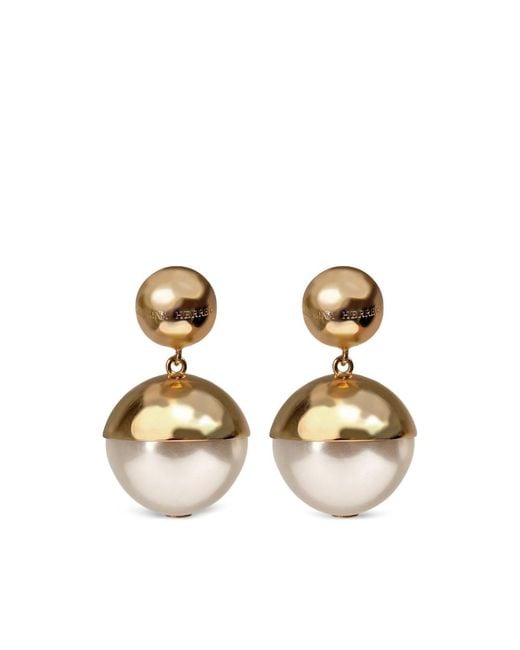 Carolina Herrera Metallic Pearl-Drop Earrings