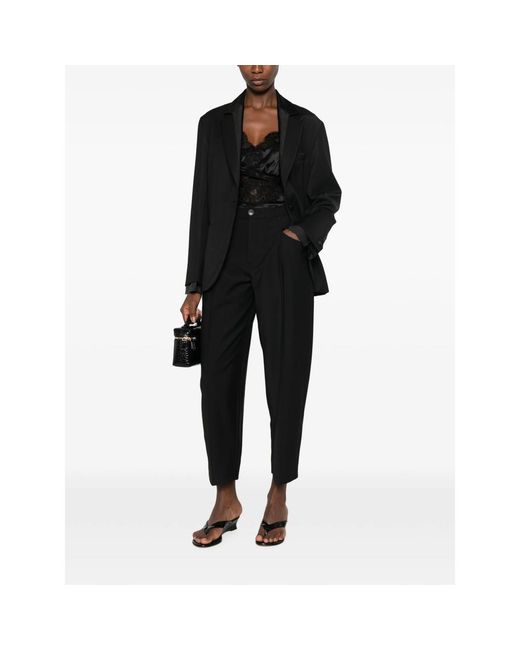 Tela Black Pleated-Detail Cropped Trousers