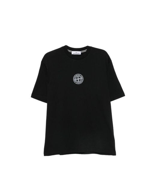 Stone Island Black Logo-Print Crew-Neck T-Shirt for men