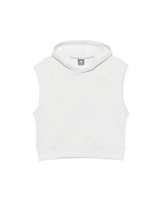 New Balance White Sweatshirt Sleeveless Hooded