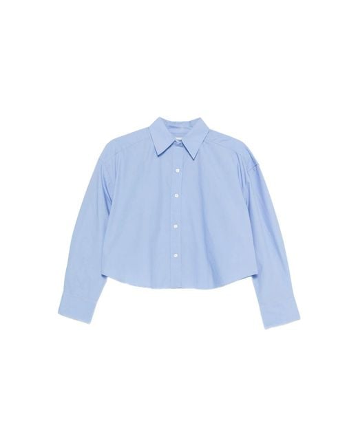 Calvin Klein Blue Light Cropped Shirt With Button Fastening