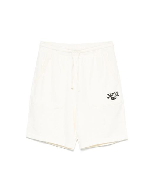 Converse White Logo-Print Track Shorts for men