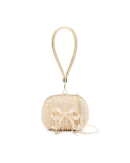 Self-Portrait Metallic Mini Crystal-Embellishment Clutch Bag