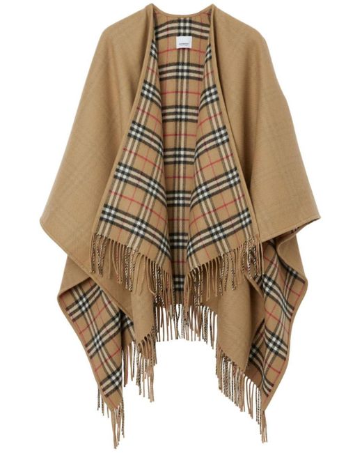 Burberry Natural Check-Pattern Reversible Wool Cape