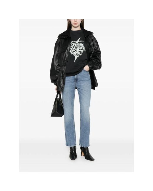 Anine Bing Black Sweatshirt Tiger Graphic