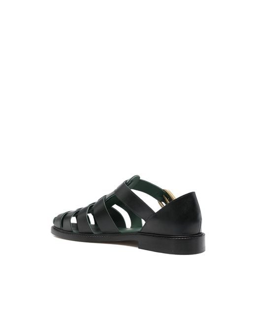 VINNY'S Black Fisherman Buckle-Fastening Sandals for men