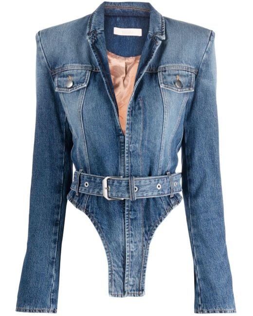 Ssheena Blue Julia Bodysuit-Style Denim Jacket