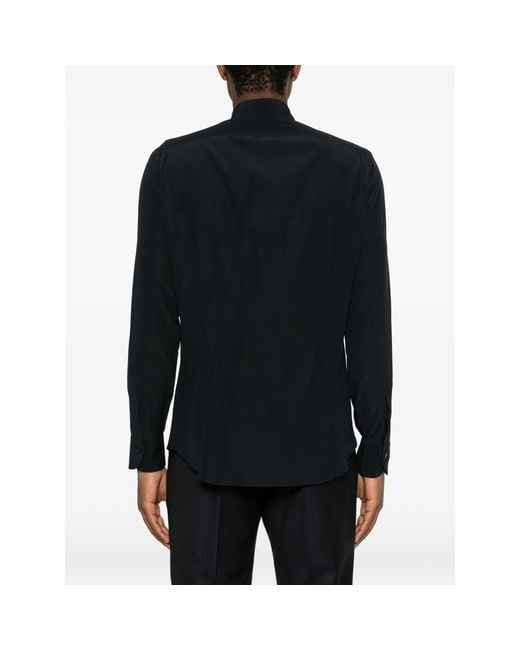 Mazzarelli Black Long-Sleeve Button-Up Shirt