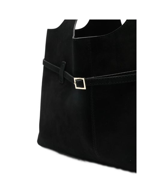 MANU Atelier Black Cambon Cabas Suede Tote Bag