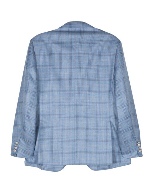 Canali Blue Plaid Single-Breasted Blazer for men