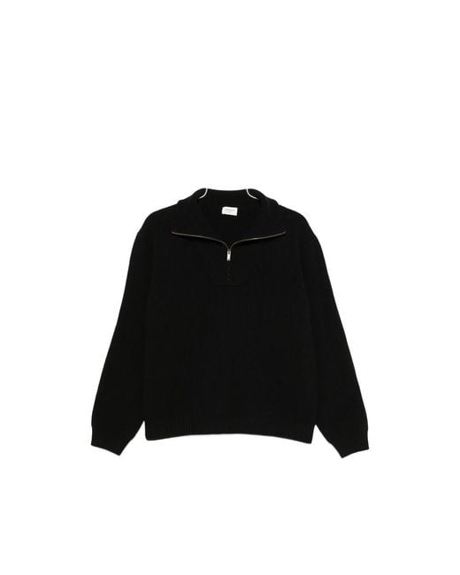 Saint Laurent Black Ribbed-Knit Crew-Neck Sweater for men
