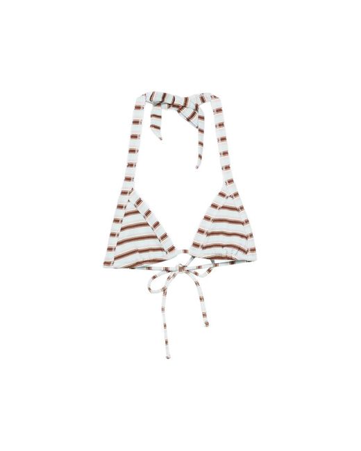 Frankie's Bikinis White Taite Thermal Striped Bikini Top