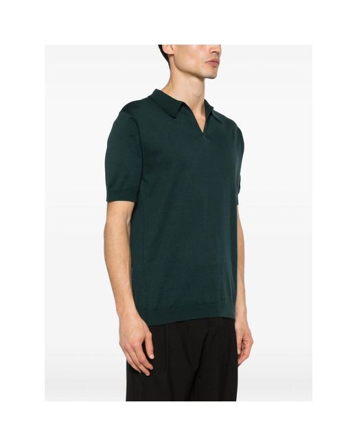 John Smedley Green Noah Polo-Collar T-Shirt for men
