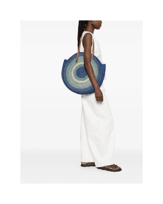 Anya Hindmarch Blue Tote Bag Raffia
