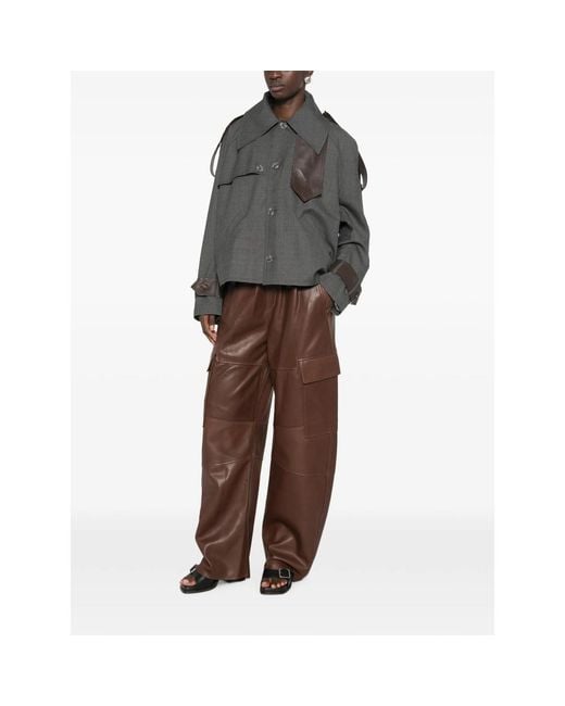 Petar Petrov Brown Leather Cargo Pants