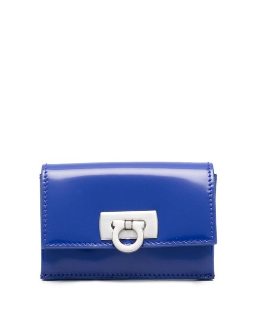 Ferragamo Blue Logo-Plaque Leather Wallet