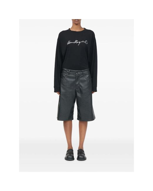 MM6 by Maison Margiela Gray Faux-Leather Knee-Length Shorts