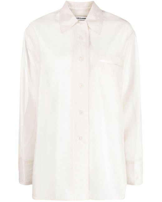 Low Classic White Semi-Sheer Buttoned Shirt
