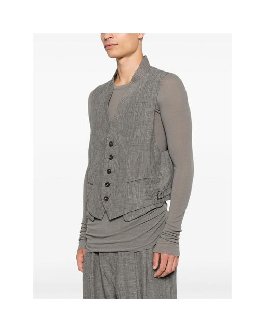 Ziggy Chen Gray Check-Pattern Waistcoat for men
