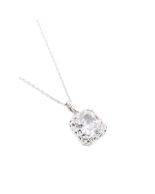 DARKAI White Radiant Square Pendant Necklace for men