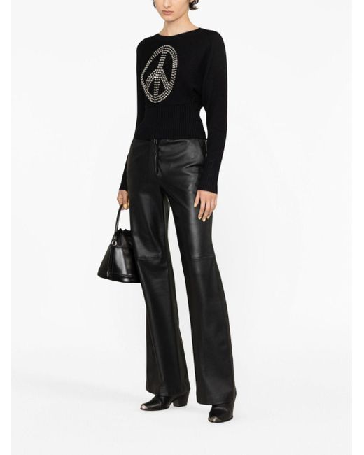 Moschino Jeans Black Studded Peace Symbol Sweater