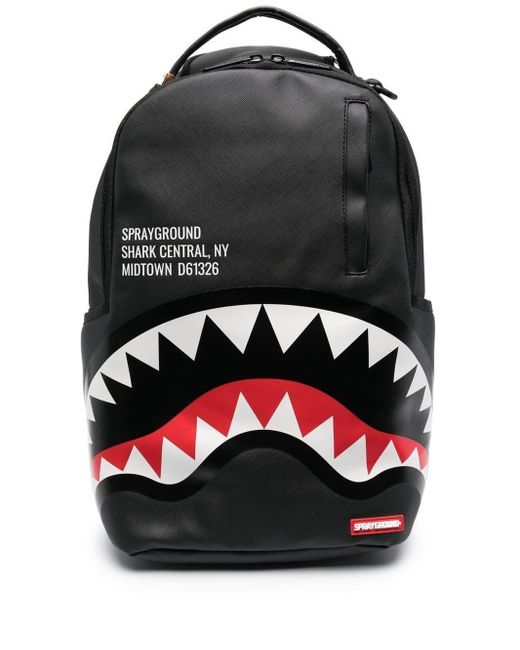 Sprayground Black Shark Teeth-print Zip-up Backpack for men