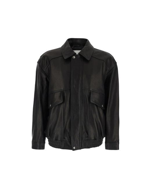 DUNST Black Front-Pockets Leather Jacket for men