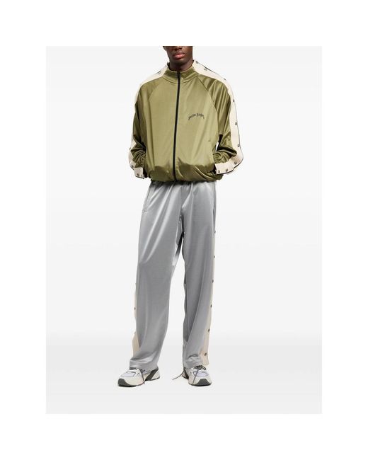 Palm Angels Green Snap-Button Side Bands Track Jacket for men