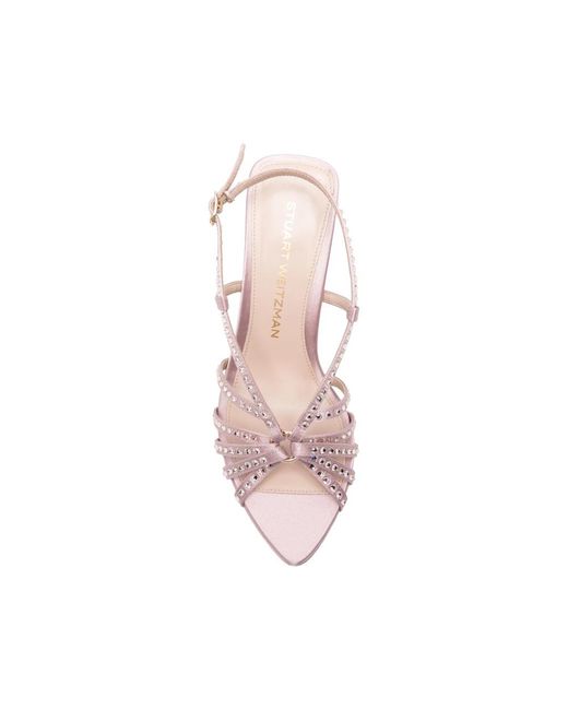 Stuart Weitzman Pink Crystal-Embellished Strappy Sandals