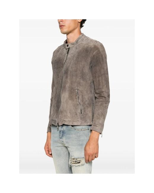 Giorgio Brato Brown Zip-Up Suede Jacket for men