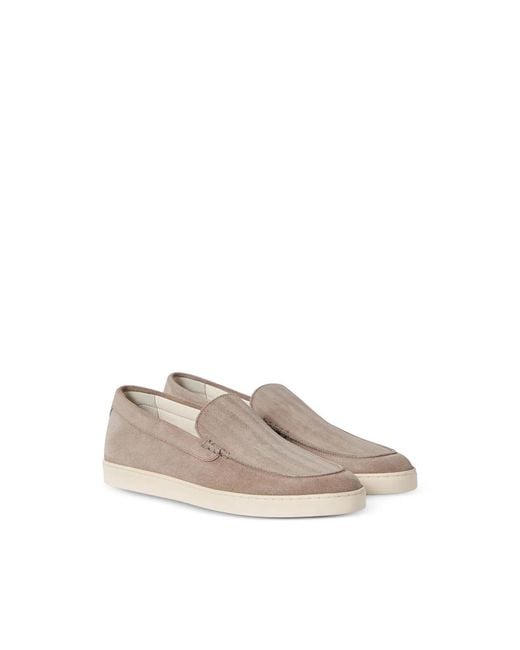 Brunello Cucinelli Natural Chevron-Effect Suede Loafer Sneakers for men