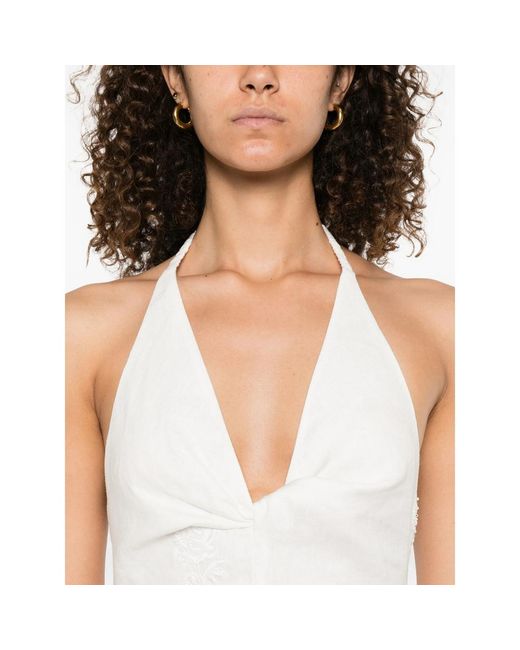 Sir White Halterneck Embroidered Dress