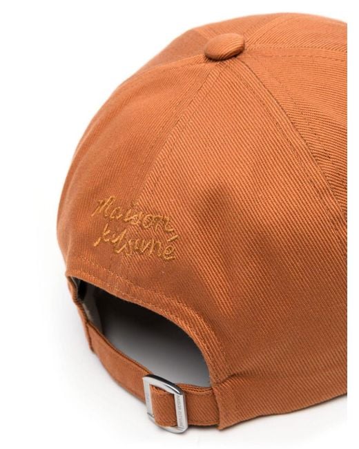 Maison Kitsuné Orange Bold Fox Hat With Patch for men