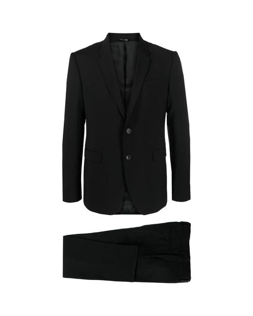 Eraldo Black Notched-Lapel Single-Breasted Wool Suit for men