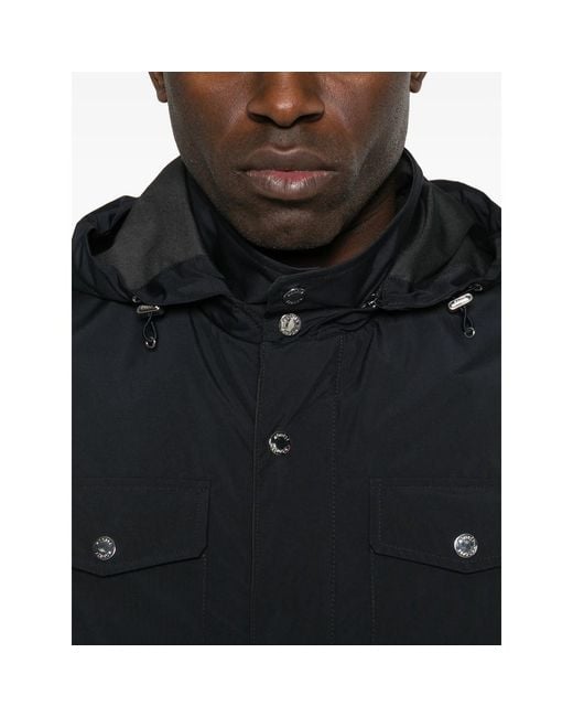 Moorer Blue Hooded Pocket Jacket for men