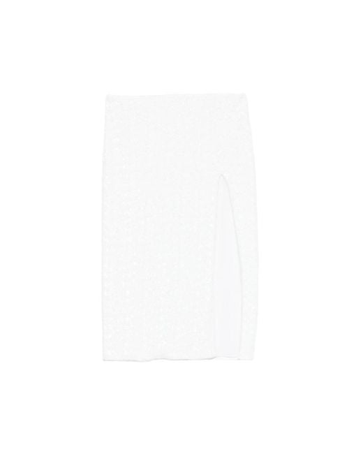 Oseree White Skirt Pearl Sequin