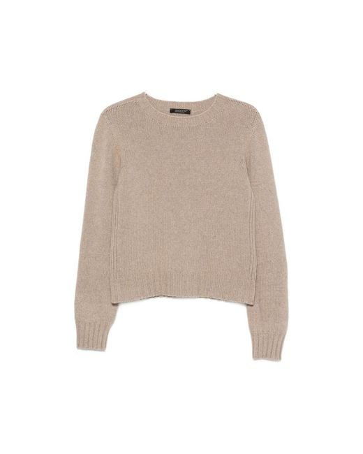 Aragona Natural Long-Sleeve Ribbed-Knit Sweater