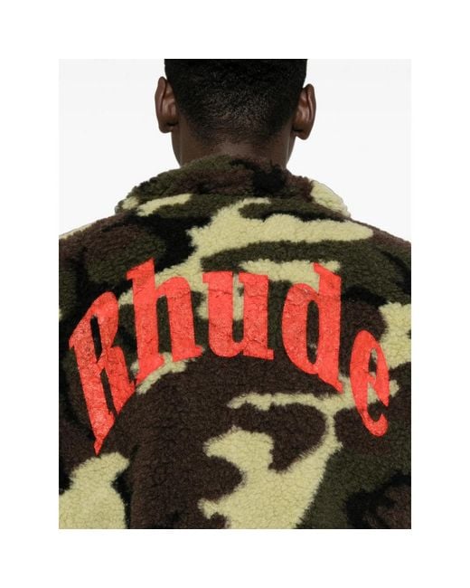 Rhude Black Camouflage-Print Logo-Embroidered Jacket for men