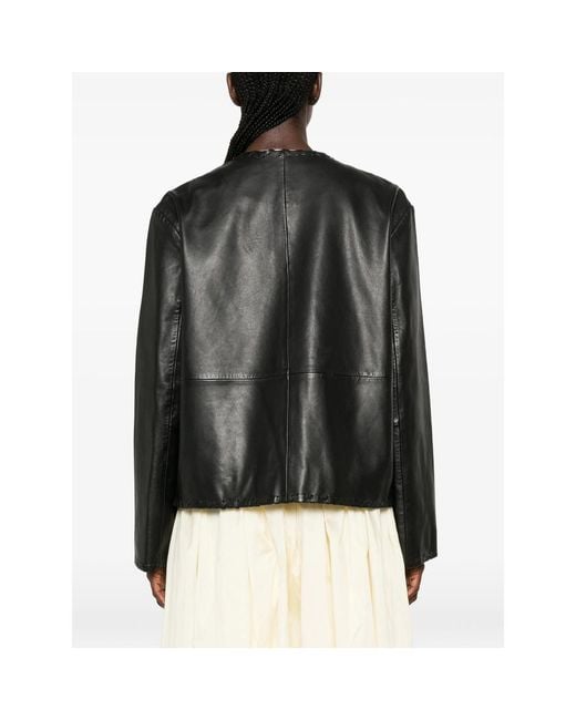 Rohe Black Whipstitch-Trim Collarless Jacket