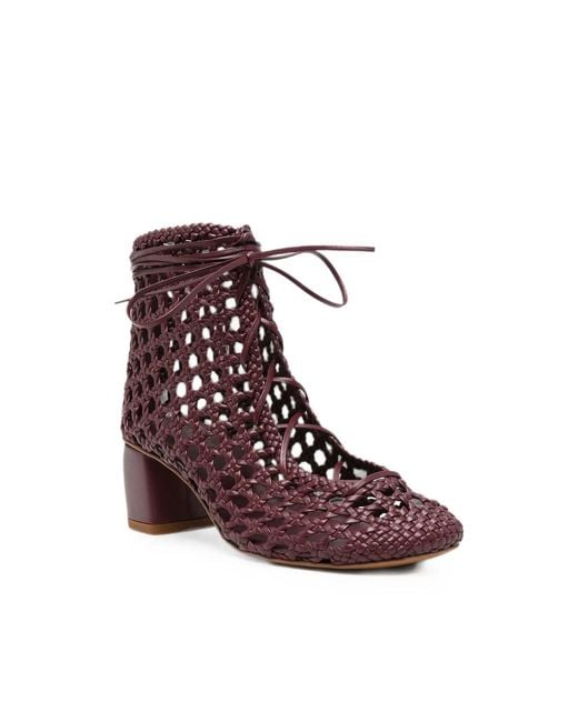 Forte_forte Purple Woven Lace-Up Ankle Boots
