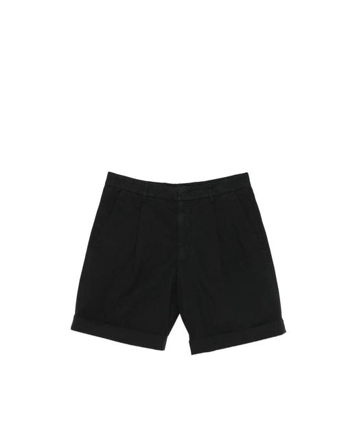 Dondup Black Pleated Cuffed Shorts for men