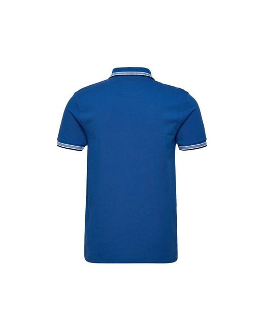 Boss Blue Contrast-Trim Polo Shirt for men